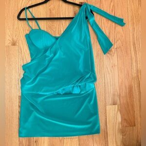 Bebe one shoulder green Mandy dress